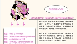 【168急招】北约克保险公司请Insurance Service Representative1名