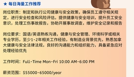 【168中介内推】旺市制造公司请Health And Safety Coordinator 1名