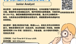 【168新岗】万锦理财投资公司请Junior Analyst 1名