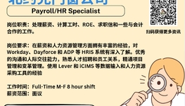 【168新岗】北约克门窗公司请Payroll/HR Specialist 1名