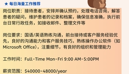 【168中介内推】士嘉堡影像诊所公司请Receptionist 1名